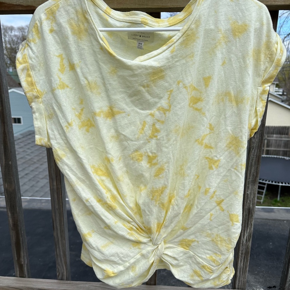 Lucky Brand Yellow Tie Front Short Sleeve T-Shirt